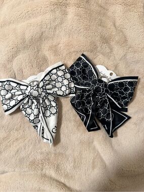 Black and White Bow Hair Clips - Women Accessories